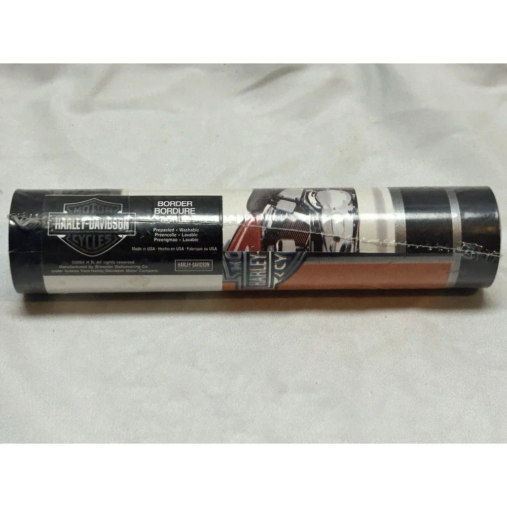 Harley Davidson Genuine Motorcycles Orange Black Silver Wallpaper Border 12 feet